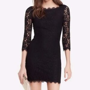 Diane Von Furstenberg DvF Black Lace Zarits Dress Sz 2